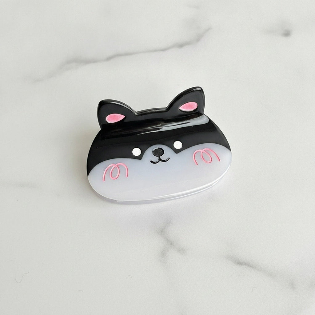 Cat Ear Hair Claw Clip - Black Corgi 7.8cm