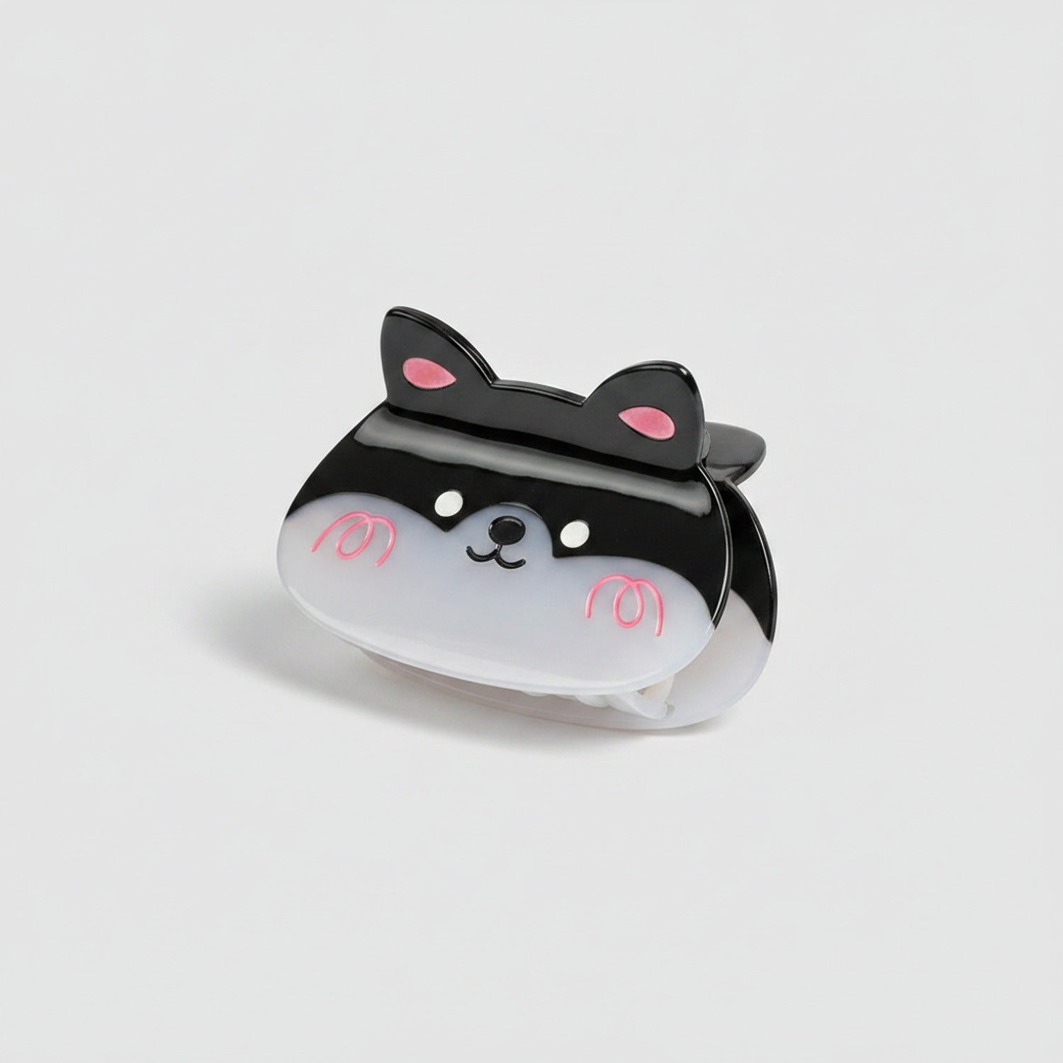 Cat Ear Hair Claw Clip - Black Corgi 7.8cm