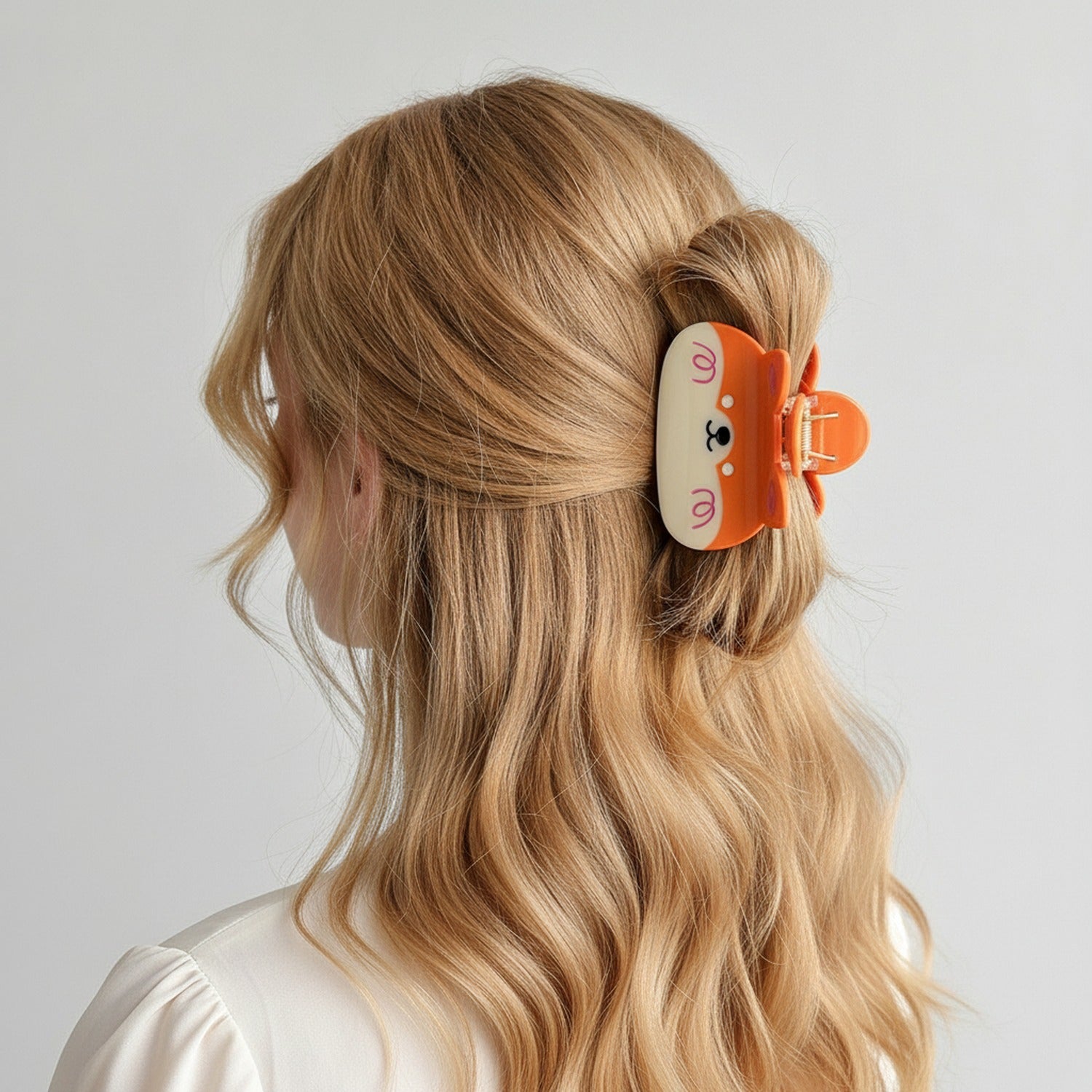 Cat Ear Hair Claw Clip - Yellow Corgi 7.8cm