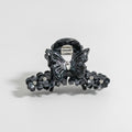 Butterfly Hair Claw With Rhinestone Beads - Iridescent Blue-Black 9.1cm