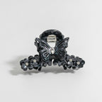 Butterfly Hair Claw With Rhinestone Beads - Iridescent Blue-Black 9.1cm