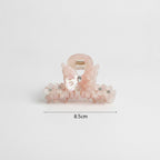 Butterfly Hair Claw With Rhinestone Beads - Rainbow Pink