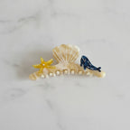 Shell Hair Claw With Starfish Charm - Iridescent Light Caramel 12cm