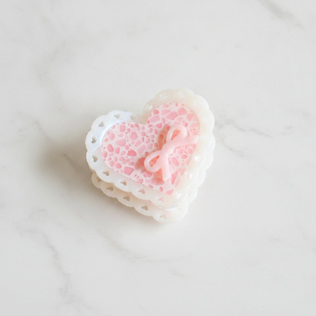 Heart-Shaped Iridescent Beaded Hair Claw – hair accessories (view 2)