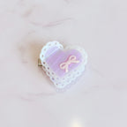Heart-Shaped Hair Claw With Ribbon Charm – hair accessories (view 2)