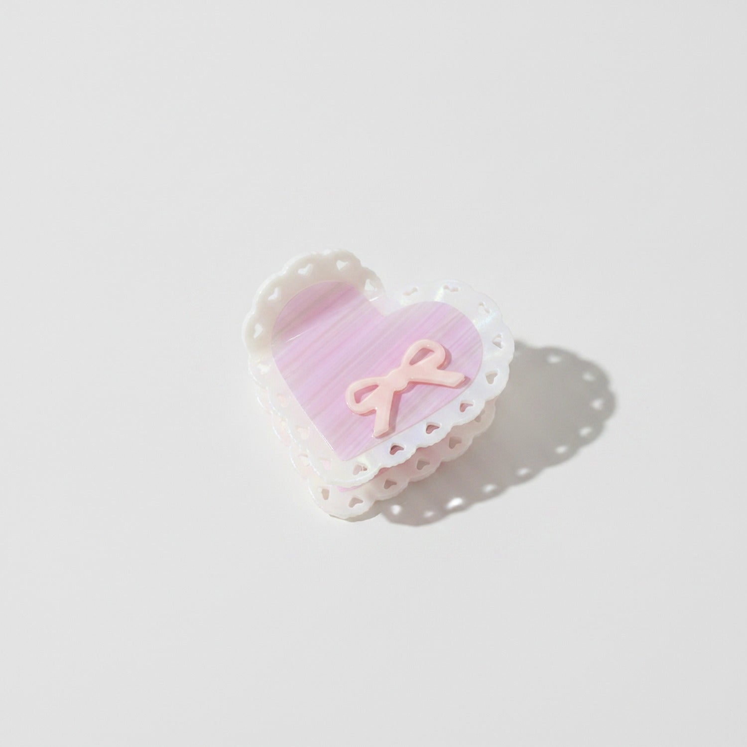 Heart-Shaped Hair Claw With Ribbon Charm