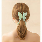 Pearl Butterfly Hair Claw Clip - Stripe Green 14.5cm