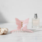 Pearl Butterfly Hair Claw Clip - Stripe Pink 14.5cm – hair accessories (view 2)