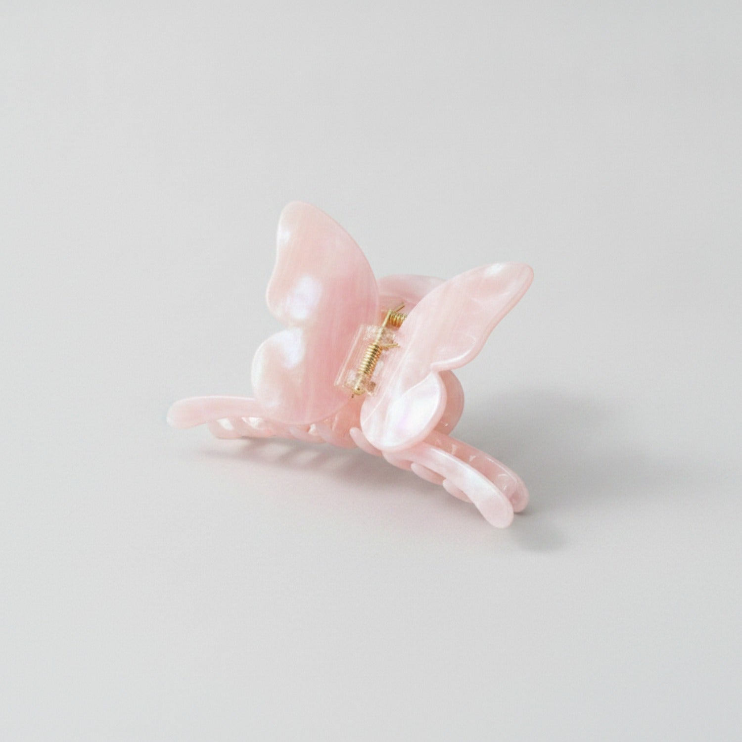 Pearl Butterfly Hair Claw Clip - Stripe Pink 14.5cm