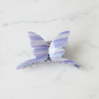 Pearl Butterfly Hair Claw Clip - Striped Purple 14.5cm