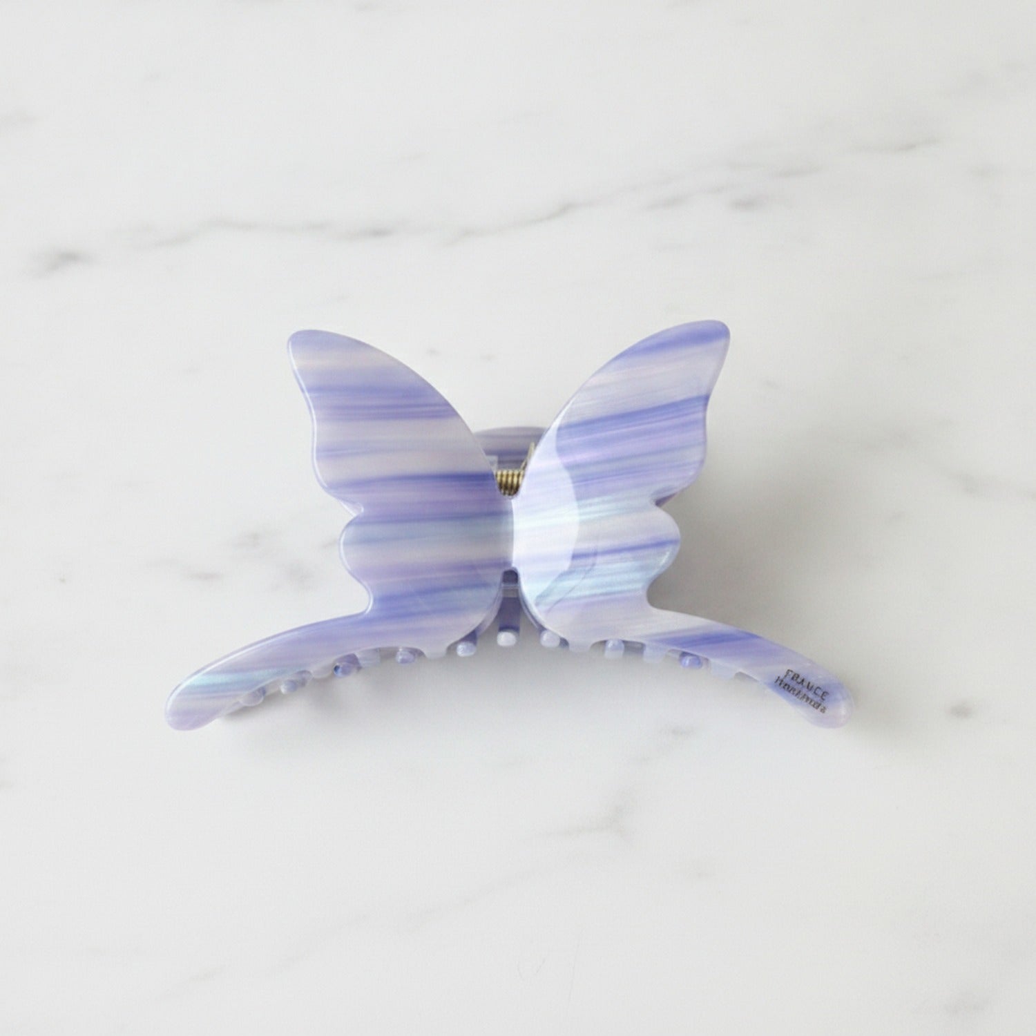 Pearl Butterfly Hair Claw Clip - Striped Purple 14.5cm
