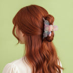Flower Hair Claw Clip - Blue & Pink 8cm