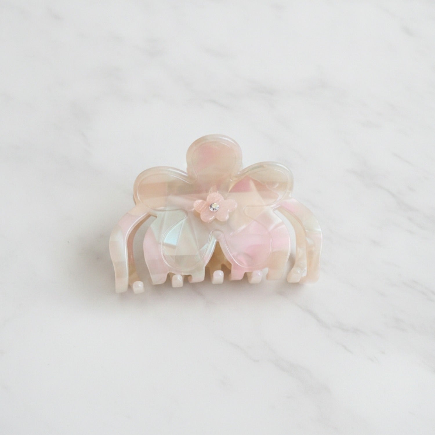 Flower Hair Claw Clip - Pink-Green 8cm