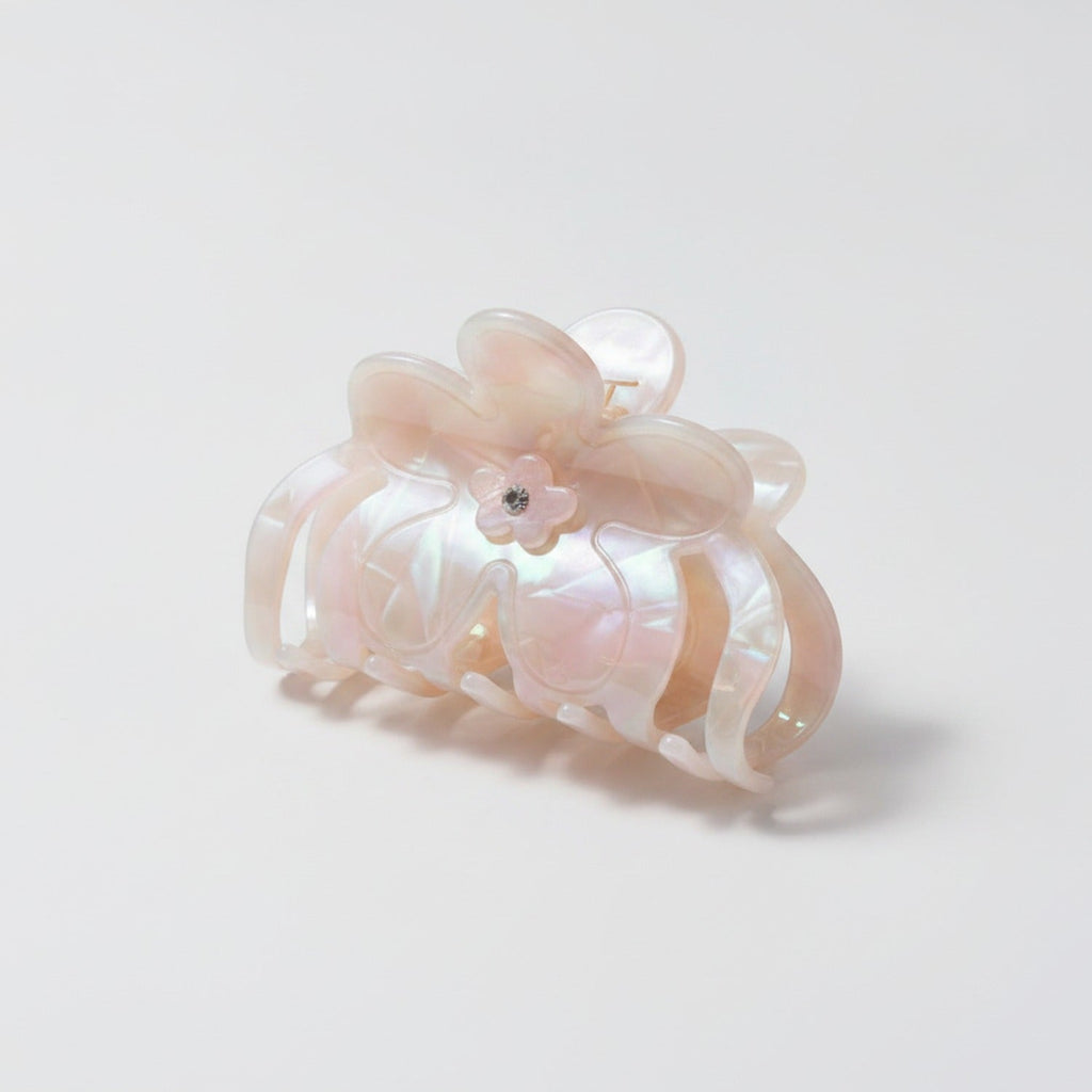 Flower Hair Claw Clip - Pink-Green 8cm