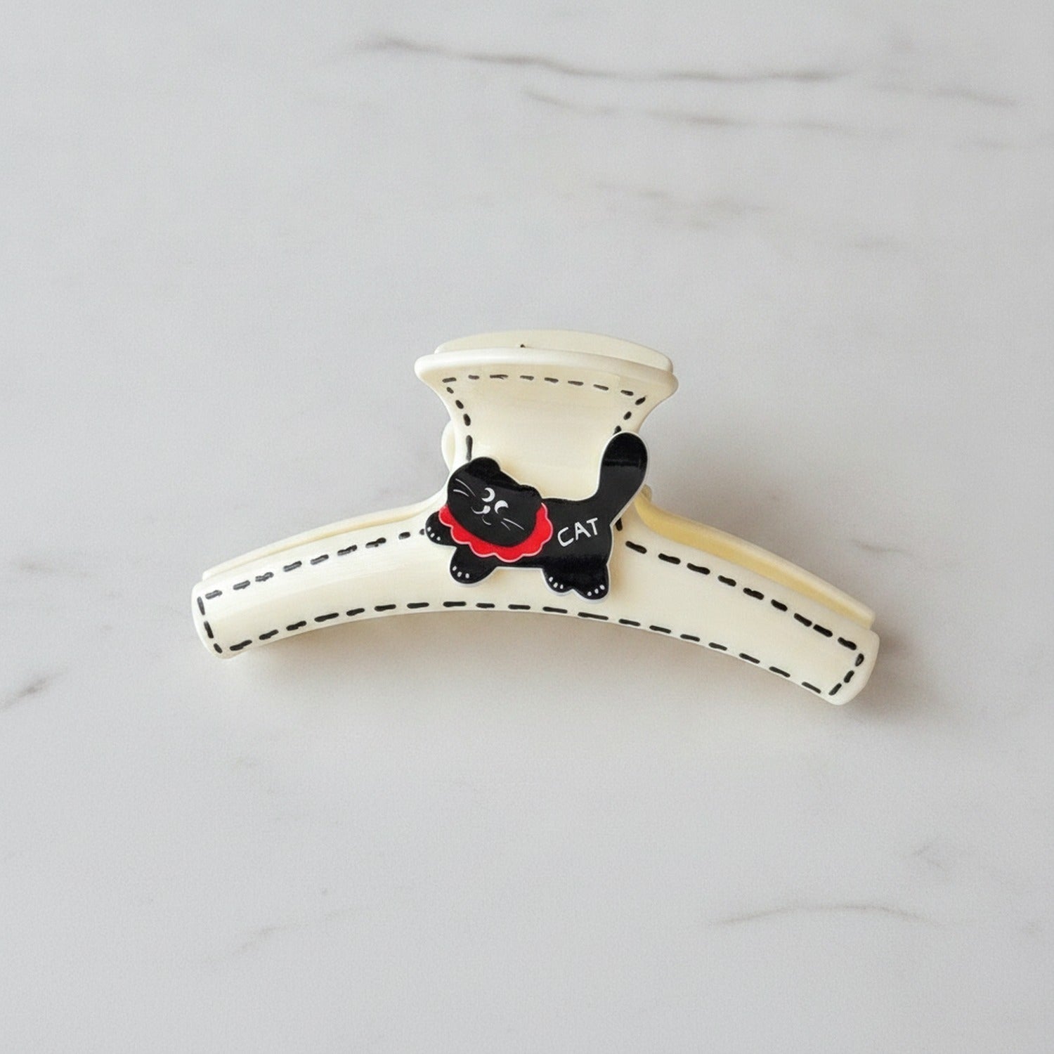 Blue Cow Charm Hair Claw Clip - Cream White 11.8cm