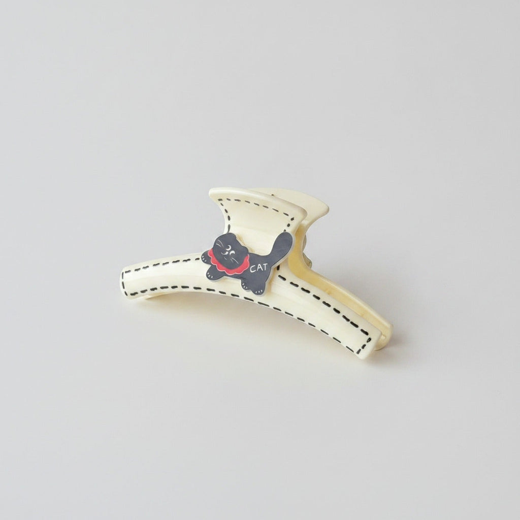 Cow Charm Hair Claw Clip - Cream White 11.8cm