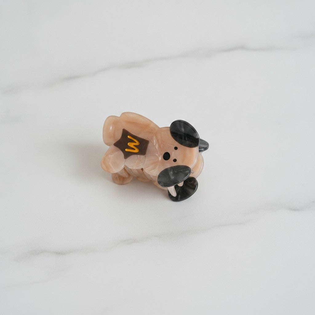 Cartoon Bear Hair Claw Clip With Lightning Bolt