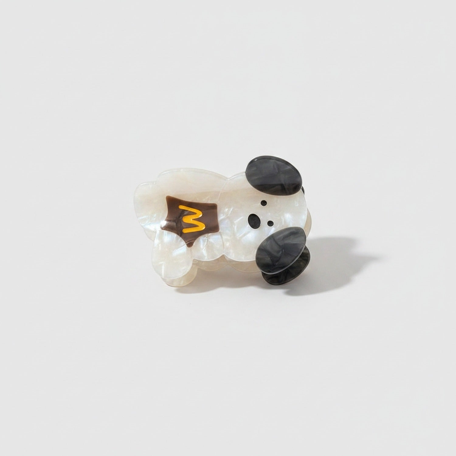White Pearl Hair Claw With Metallic Accents