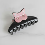 Rhinestone Cat Hair Claw Clip - Pink 8.7cm – hair accessories (view 3)