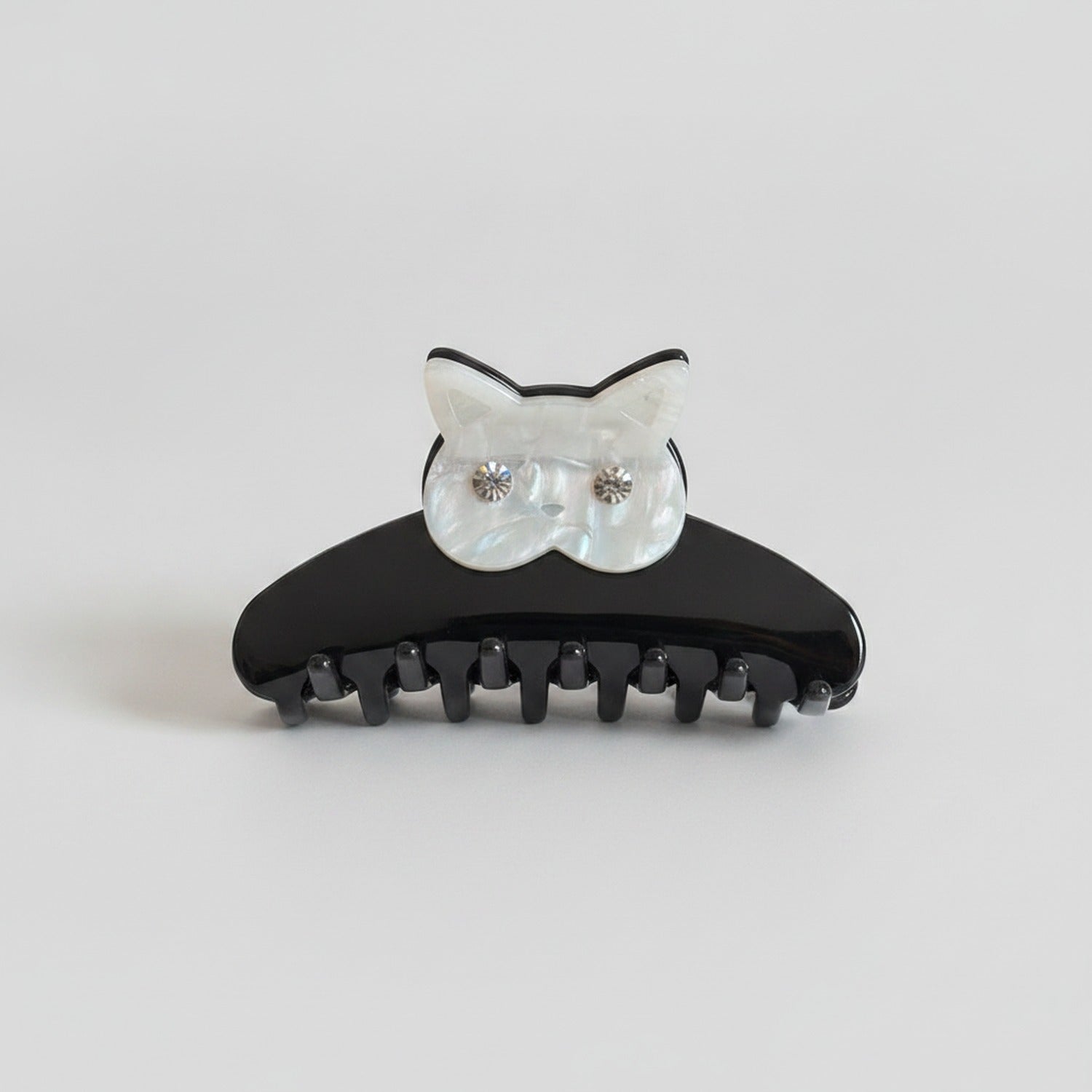 Rhinestone Cat Hair Claw Clip - White 8.7cm