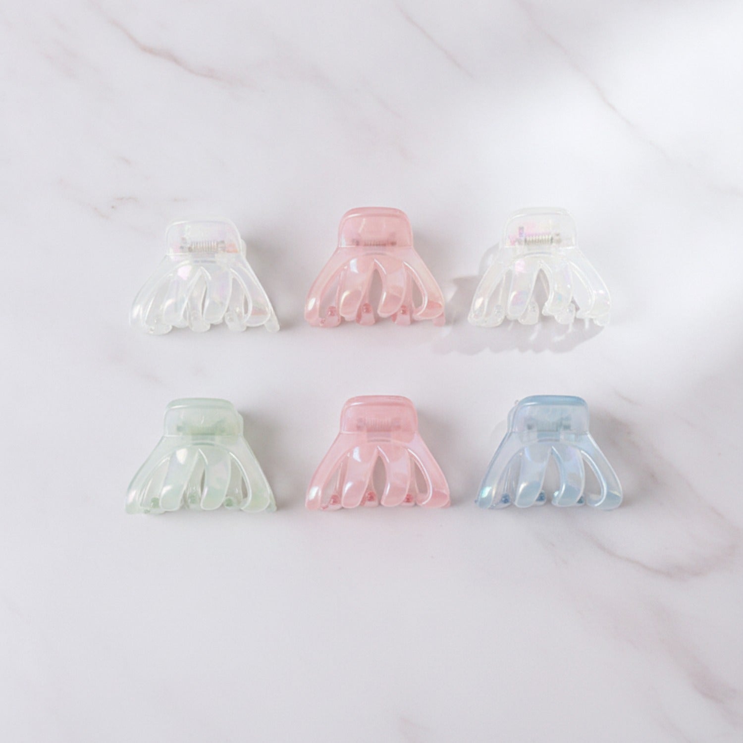 Mini Claw Clip Set – 6 Pack - Clear & Peach