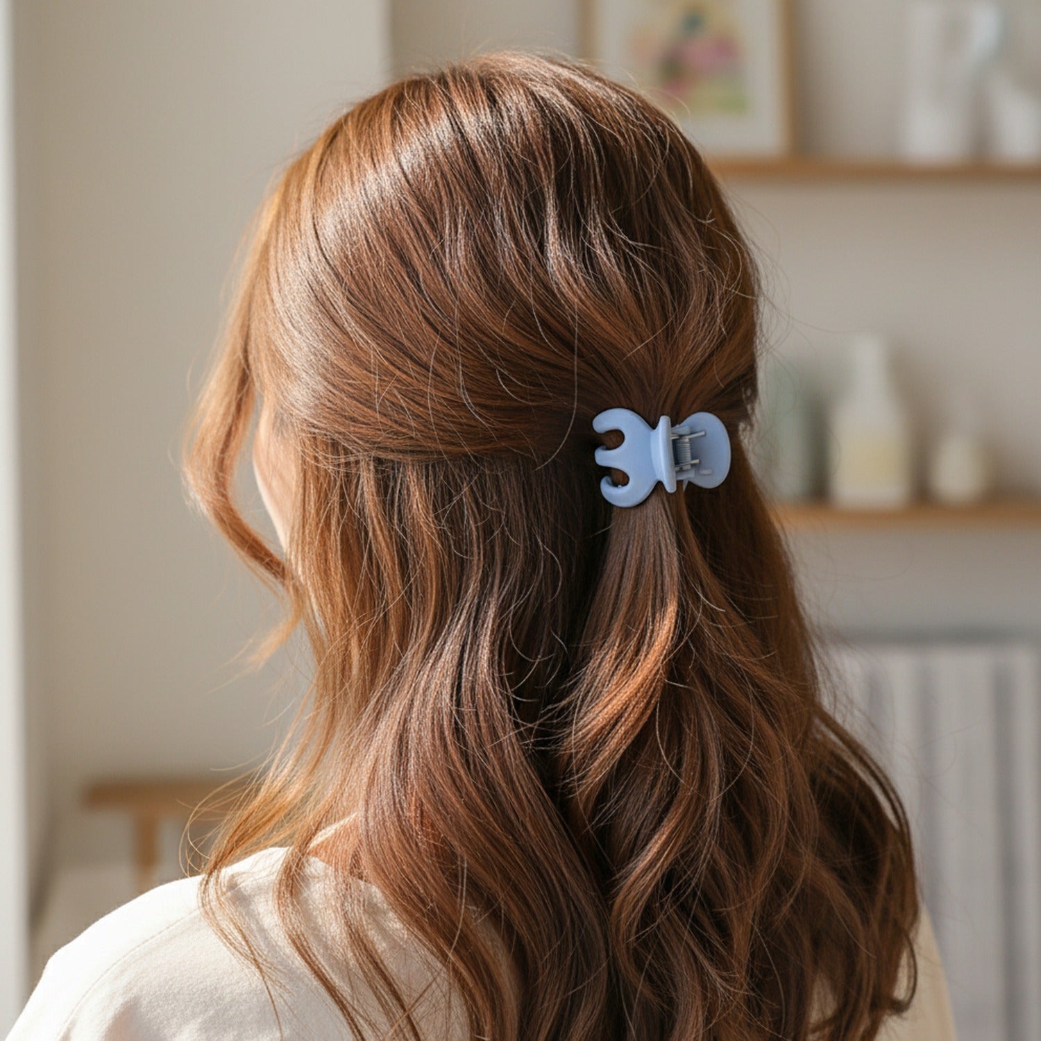 Blue Wavy Hair Clips Hand Made Set