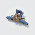 Denim Teddy Bear Hair Claw Clip - Double-Sided Deep Coffee Floral Bear Dark Denim Claw Clip