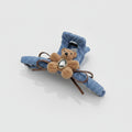 Denim Teddy Bear Hair Claw Clip - Camel/Blue Flower Bear Denim Claw Clip