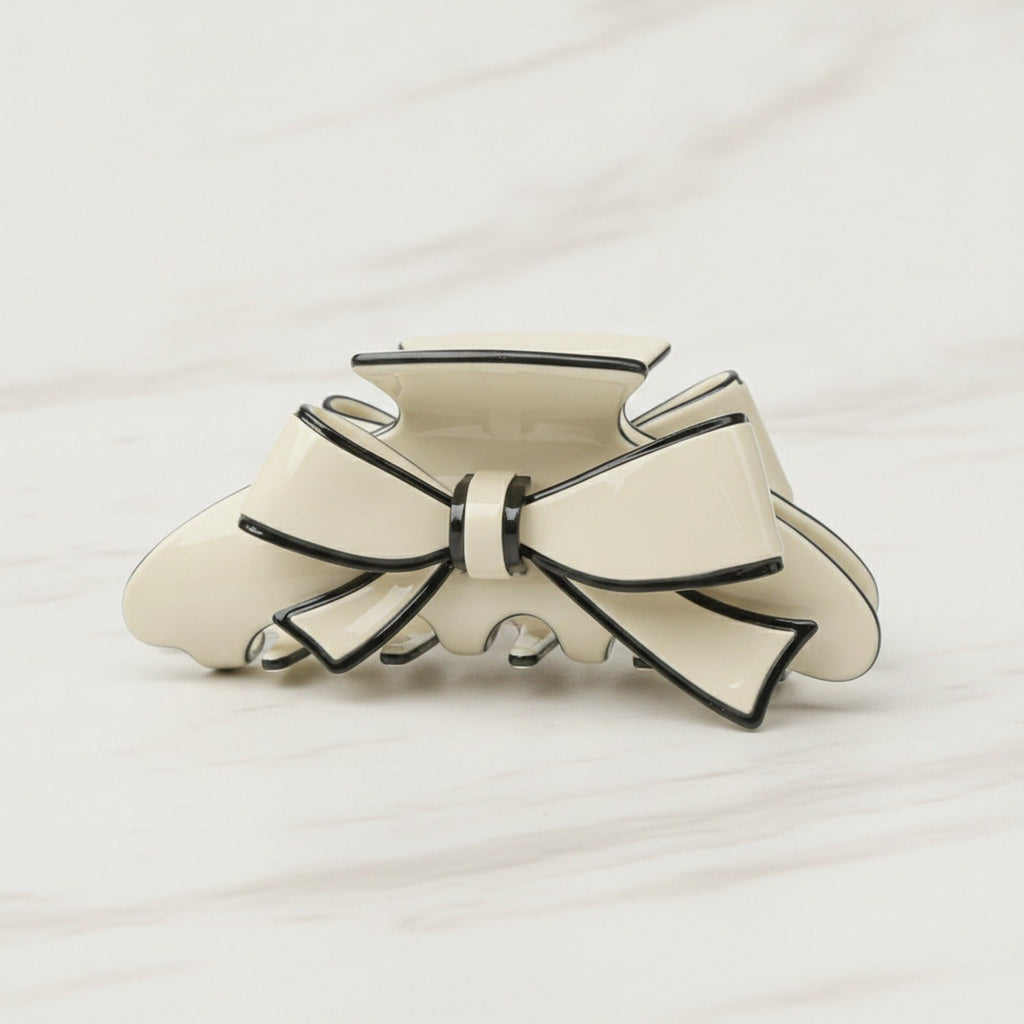 Bow Claw Hair Clip - Beige Bow