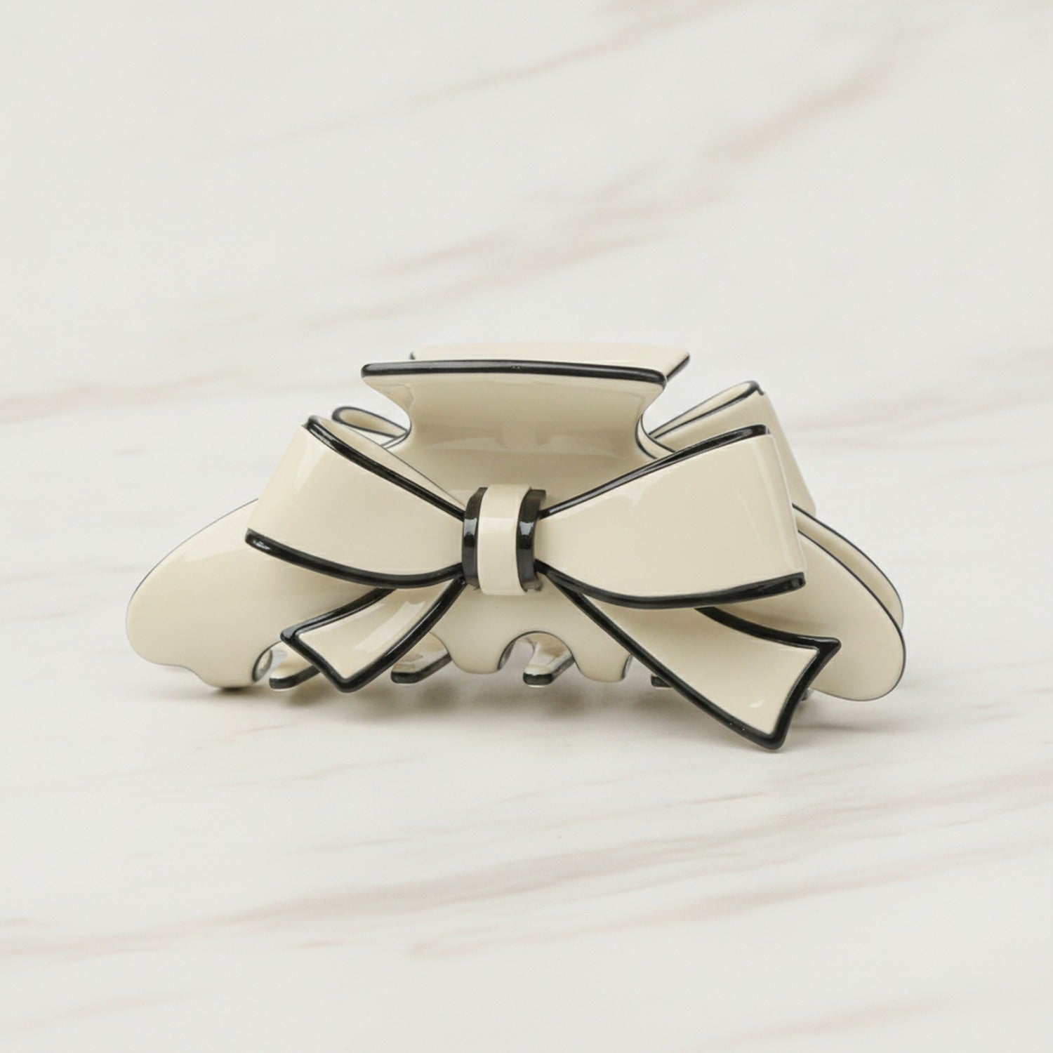 Bow Claw Hair Clip - Beige Bow