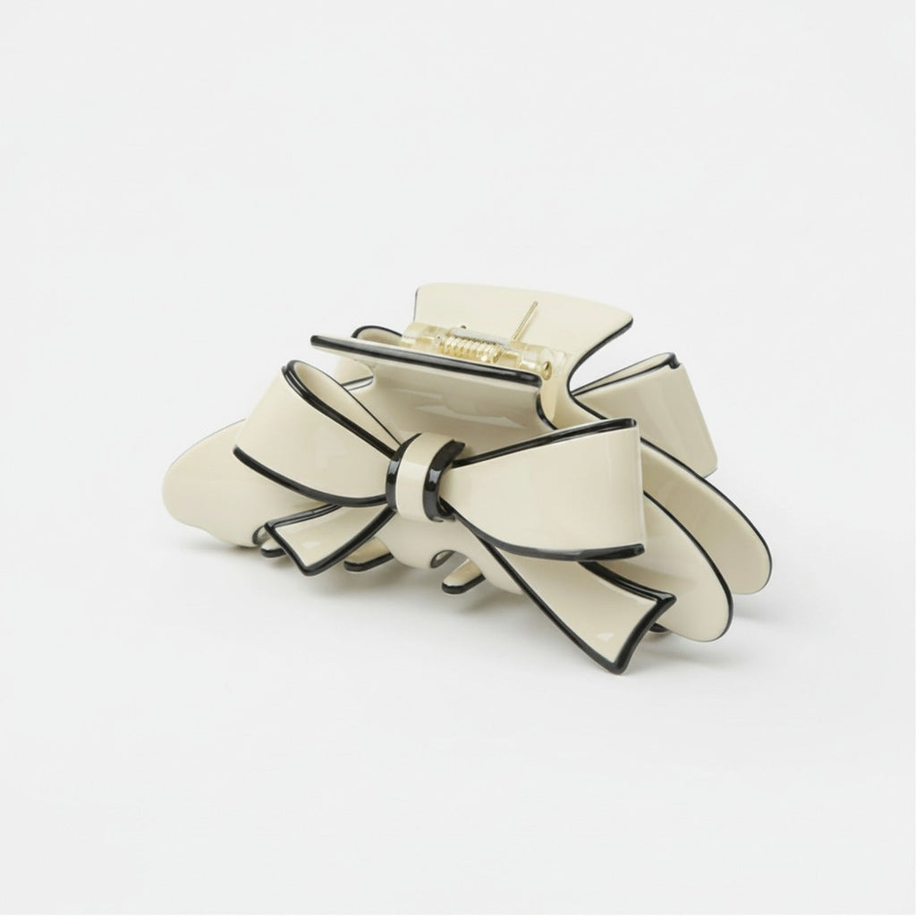 Bow Claw Hair Clip - Beige Bow