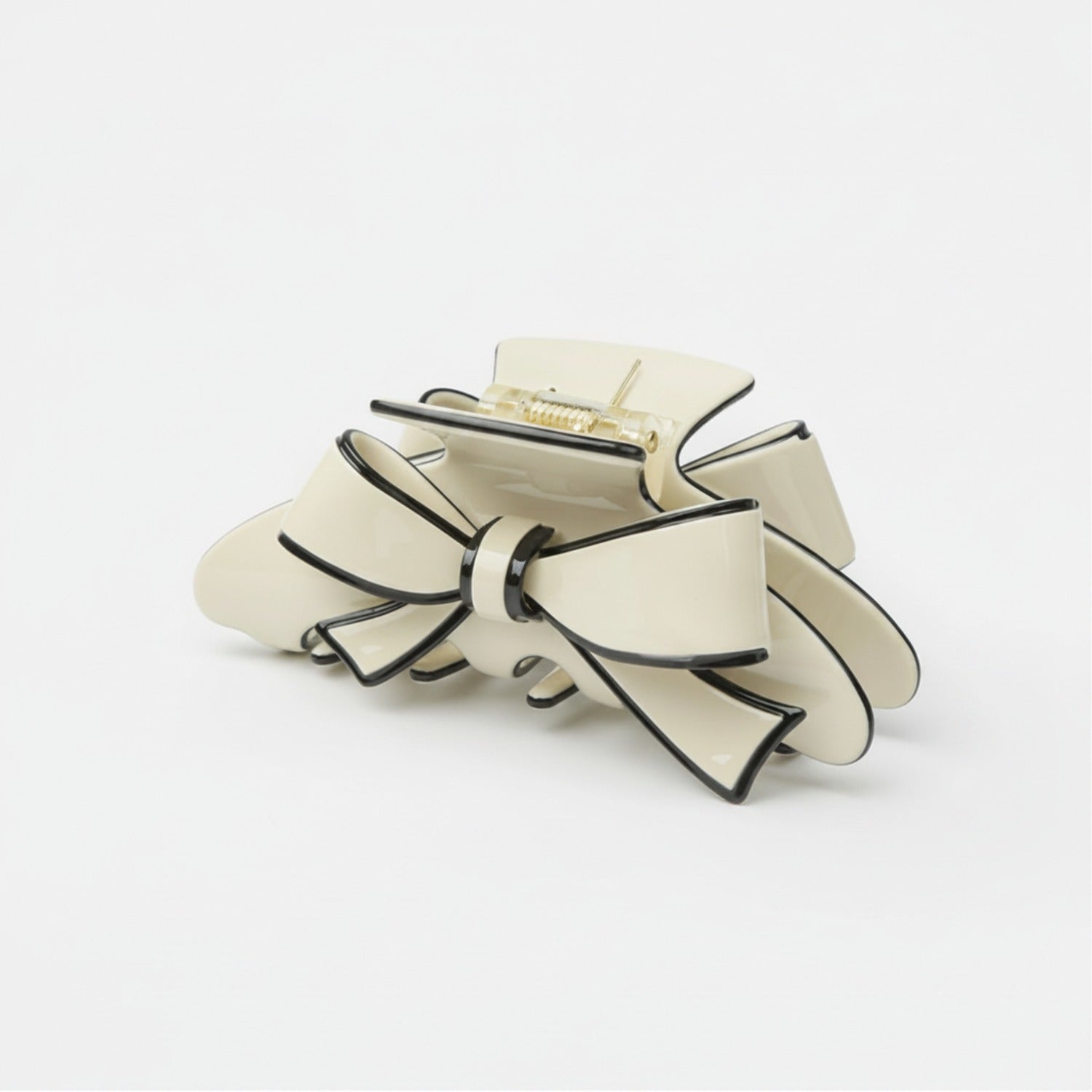 Bow Claw Hair Clip - Beige Bow