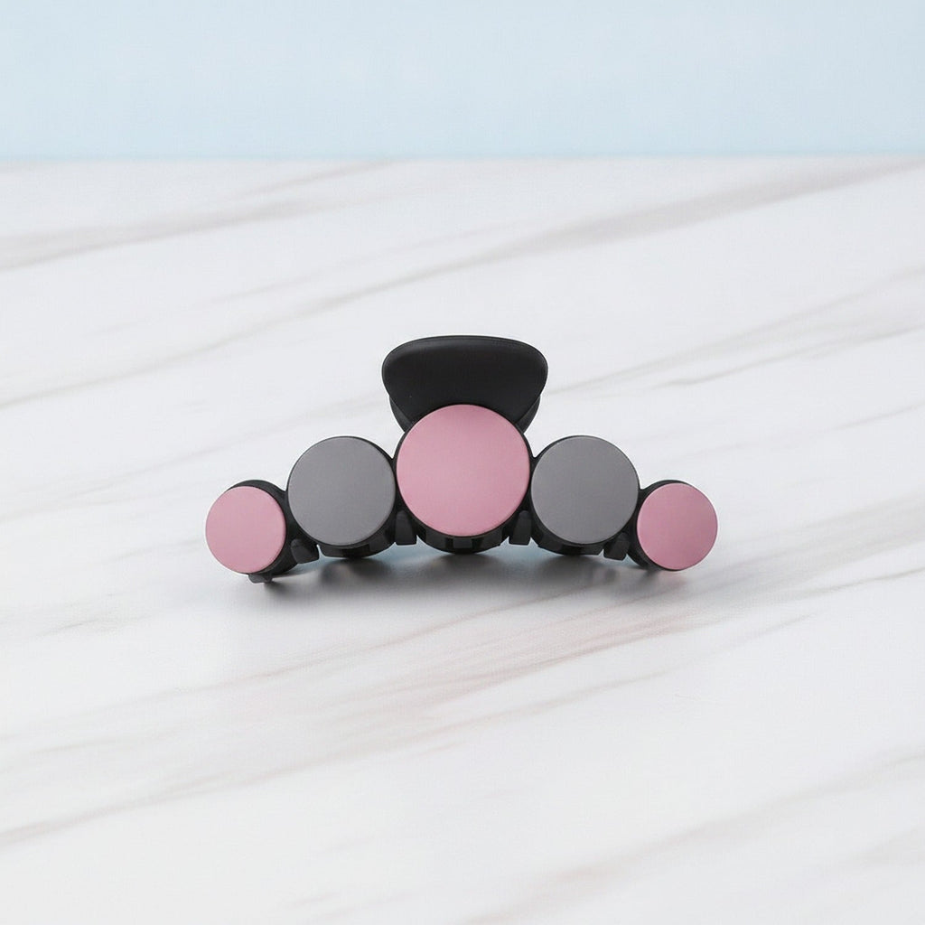 Tri-Sphere Hair Claw Clip - Small Pink + Gray Hair Clip