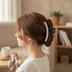 Curved Hair Claw Clip with Grip Teeth - Cream White #TCB-1129LM – hair accessories (view 2)