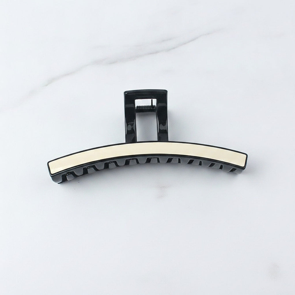 Curved Hair Claw Clip with Grip Teeth - Cream White #TCB-1129LM