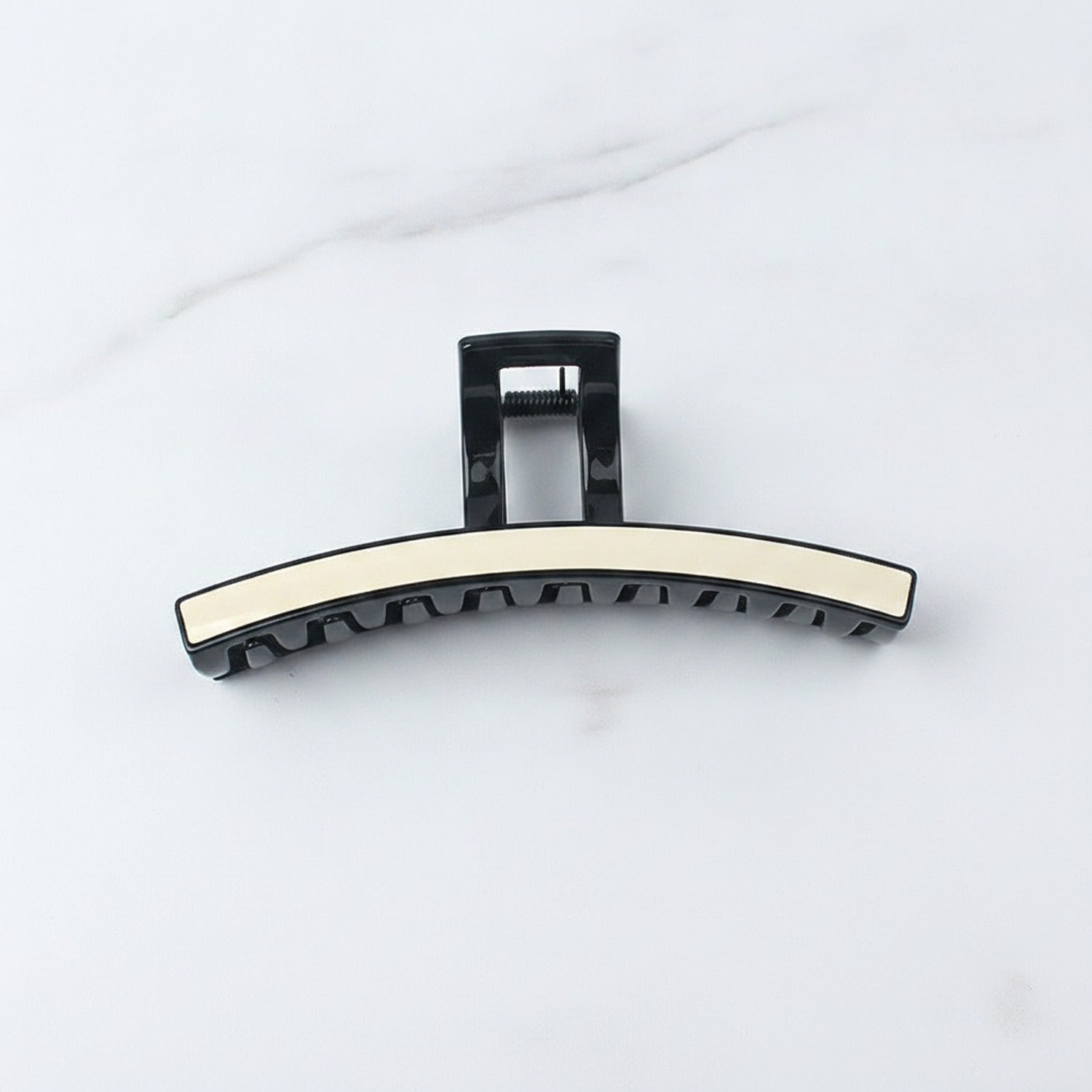 Curved Hair Claw Clip with Grip Teeth - Cream White #TCB-1129LM