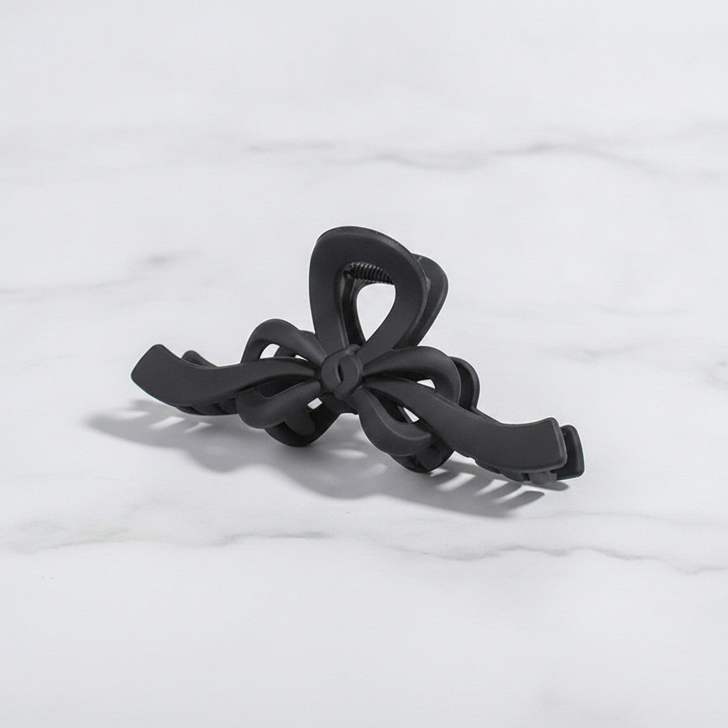 Translucent Bow Hair Claw Clip - TCB-1205-XP Black