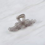Translucent Bow Hair Claw Clip - Matte Gray – hair accessories (view 3)
