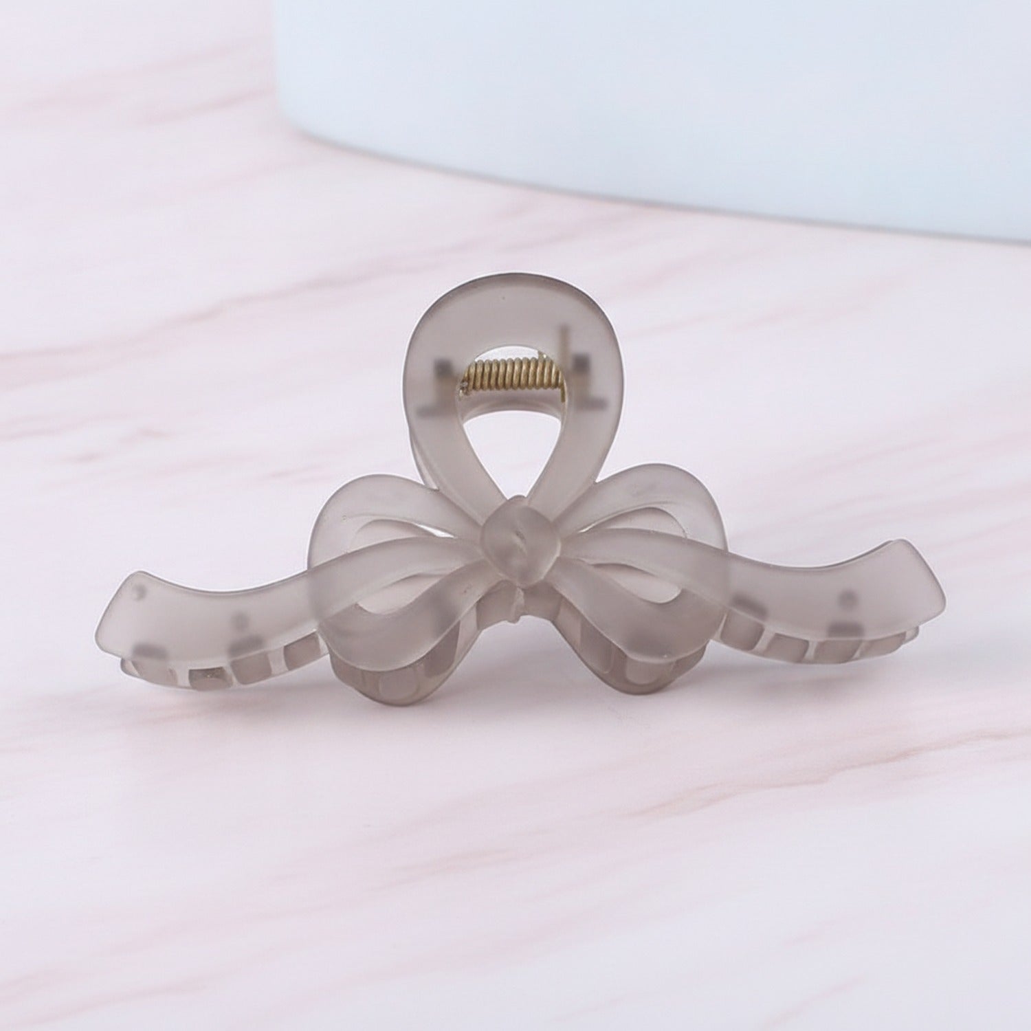 Translucent Bow Hair Claw Clip - Matte Gray