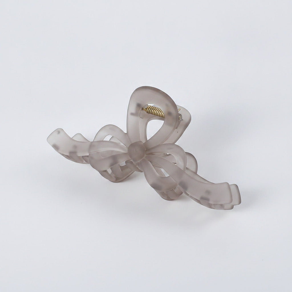 Translucent Bow Hair Claw Clip - Matte Gray