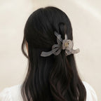 Translucent Bow Hair Claw Clip - Matte Gray