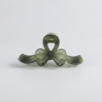 Translucent Bow Hair Claw Clip - TCB-1205 - Matte Green Pull Strap
