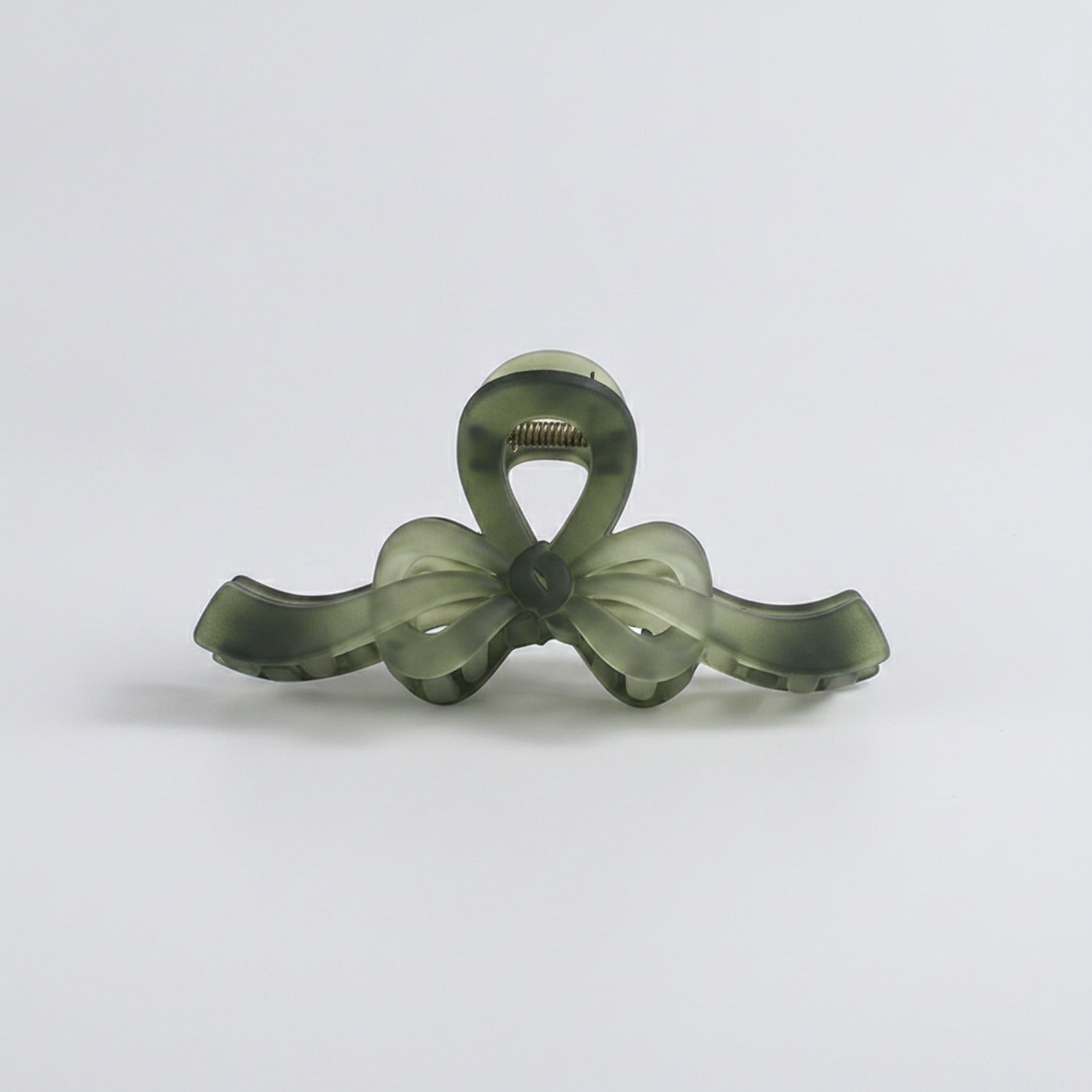 Translucent Bow Hair Claw Clip - TCB-1205 - Matte Green Pull Strap