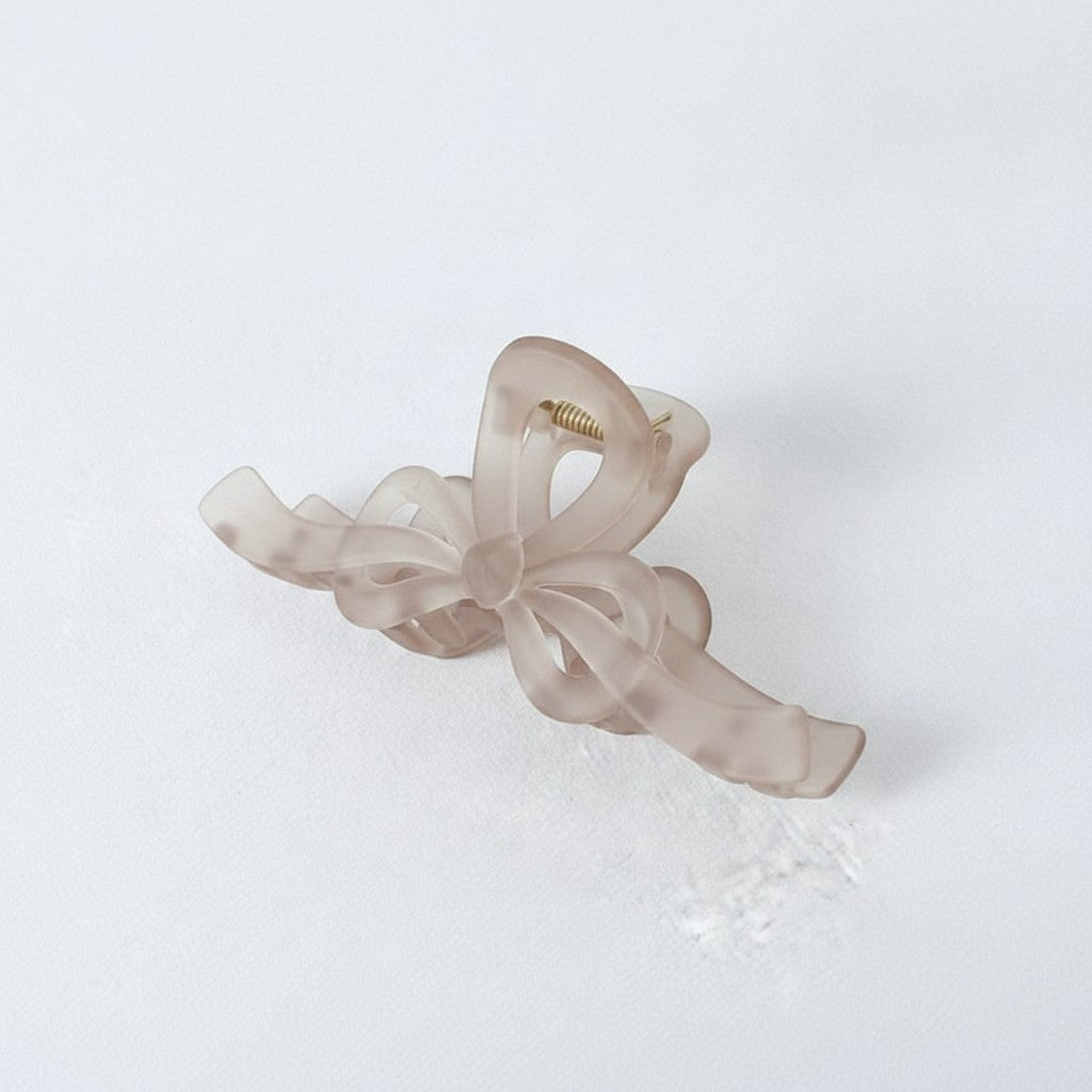 Translucent Bow Hair Claw Clip - TCB-1205 Matte Light Mocha