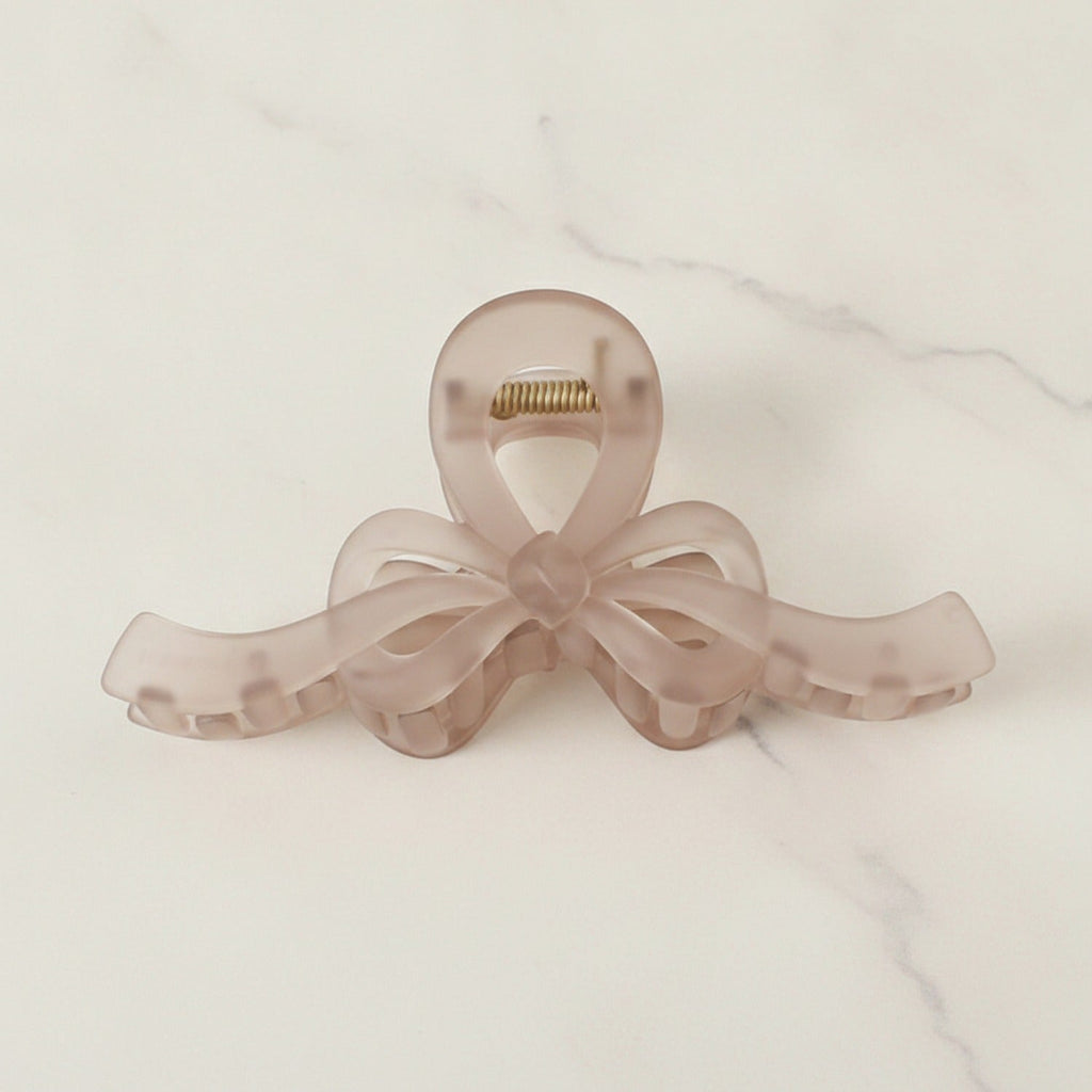 Translucent Bow Hair Claw Clip - TCB-1205 Matte Light Mocha