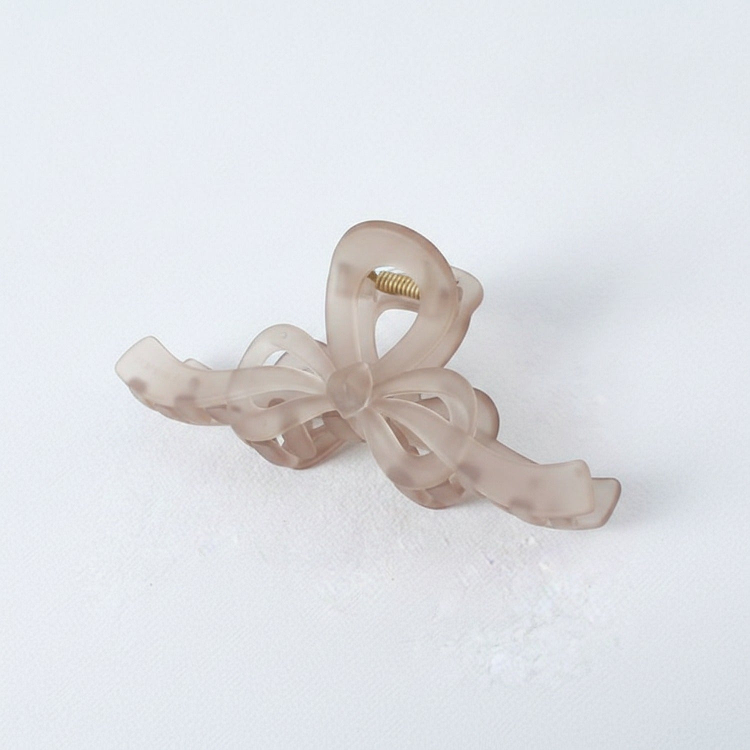 Translucent Bow Hair Claw Clip - TCB-1205 Matte Light Mocha
