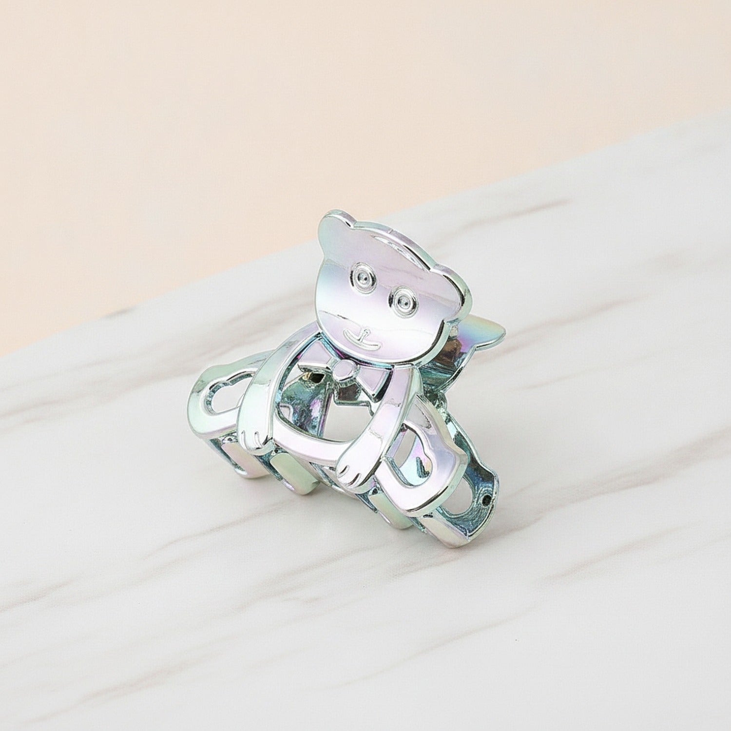 Metallic Bear Hair Claw With Rhinestones