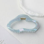 Wavy Pearl Hair Claw Clip - Electroplated Pearl Jelly Blue TCB-1087