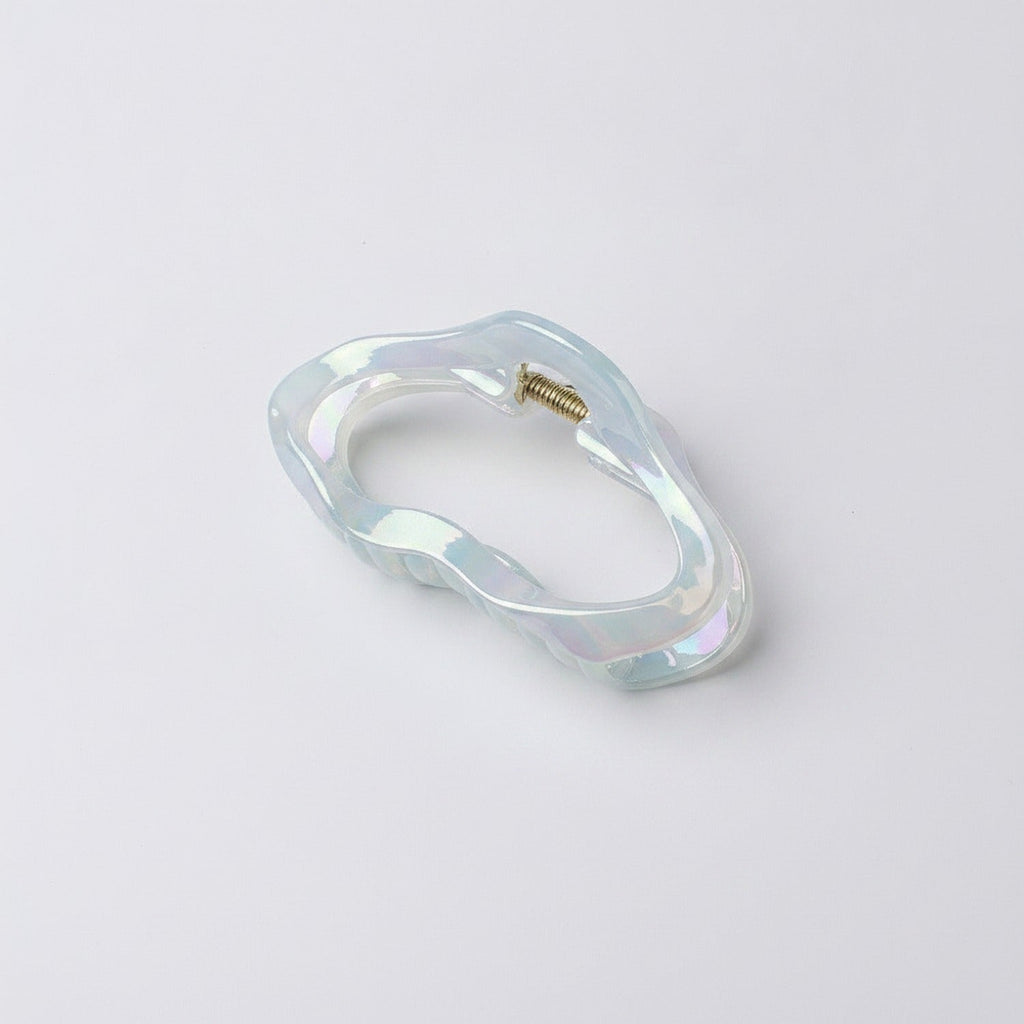 Wavy Pearl Hair Claw Clip - Electroplated Pearl Jelly Blue TCB-1087