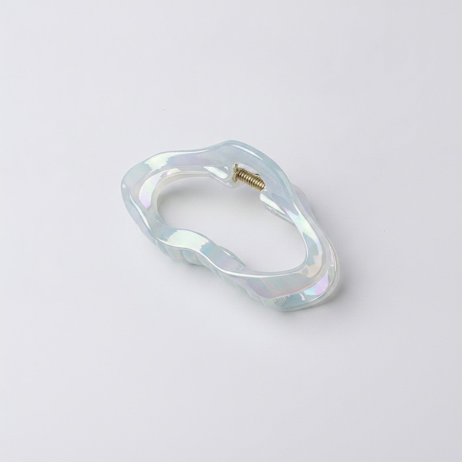 Wavy Pearl Hair Claw Clip - Electroplated Pearl Jelly Blue TCB-1087